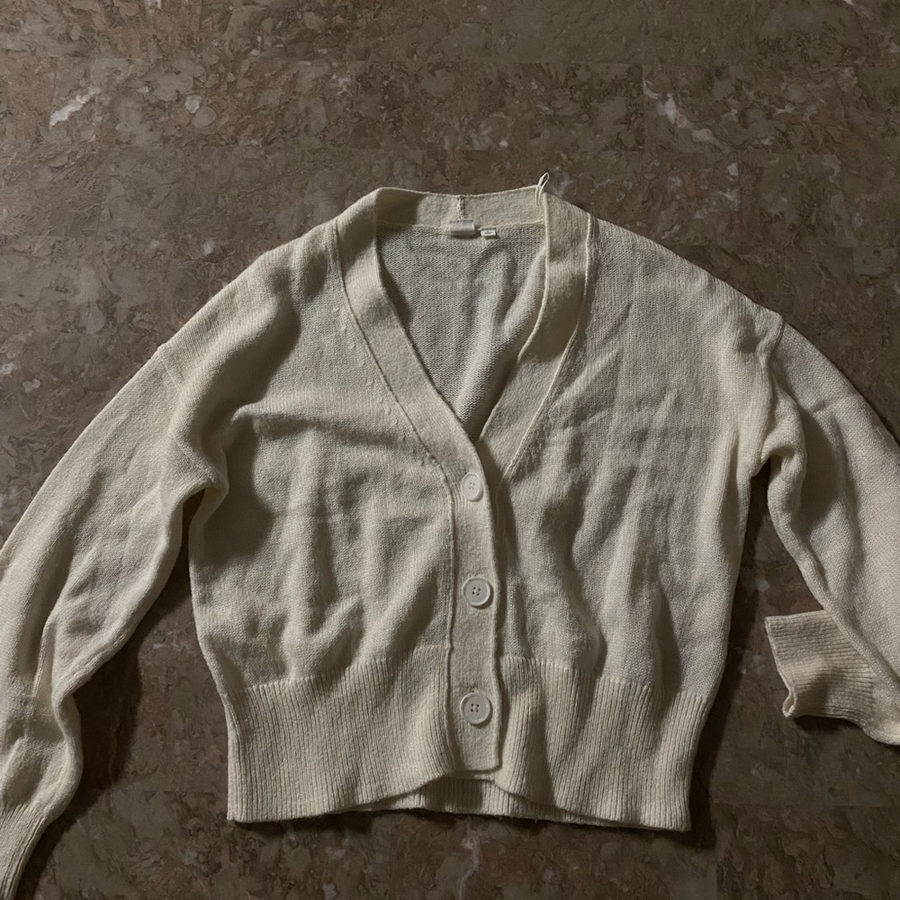 Cream button up sweater size L
